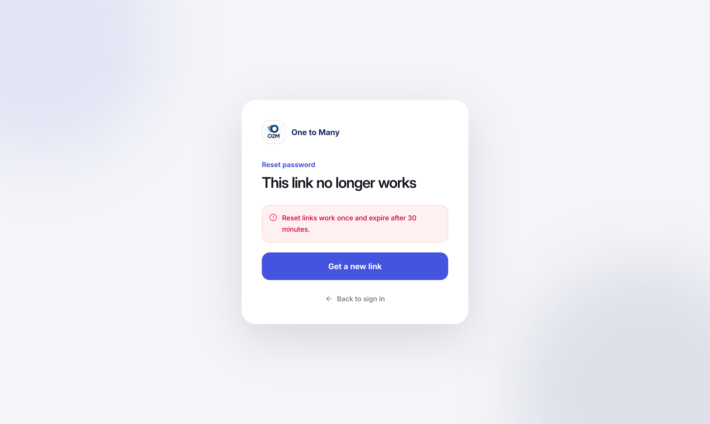 This link no longer works: request a new reset link.