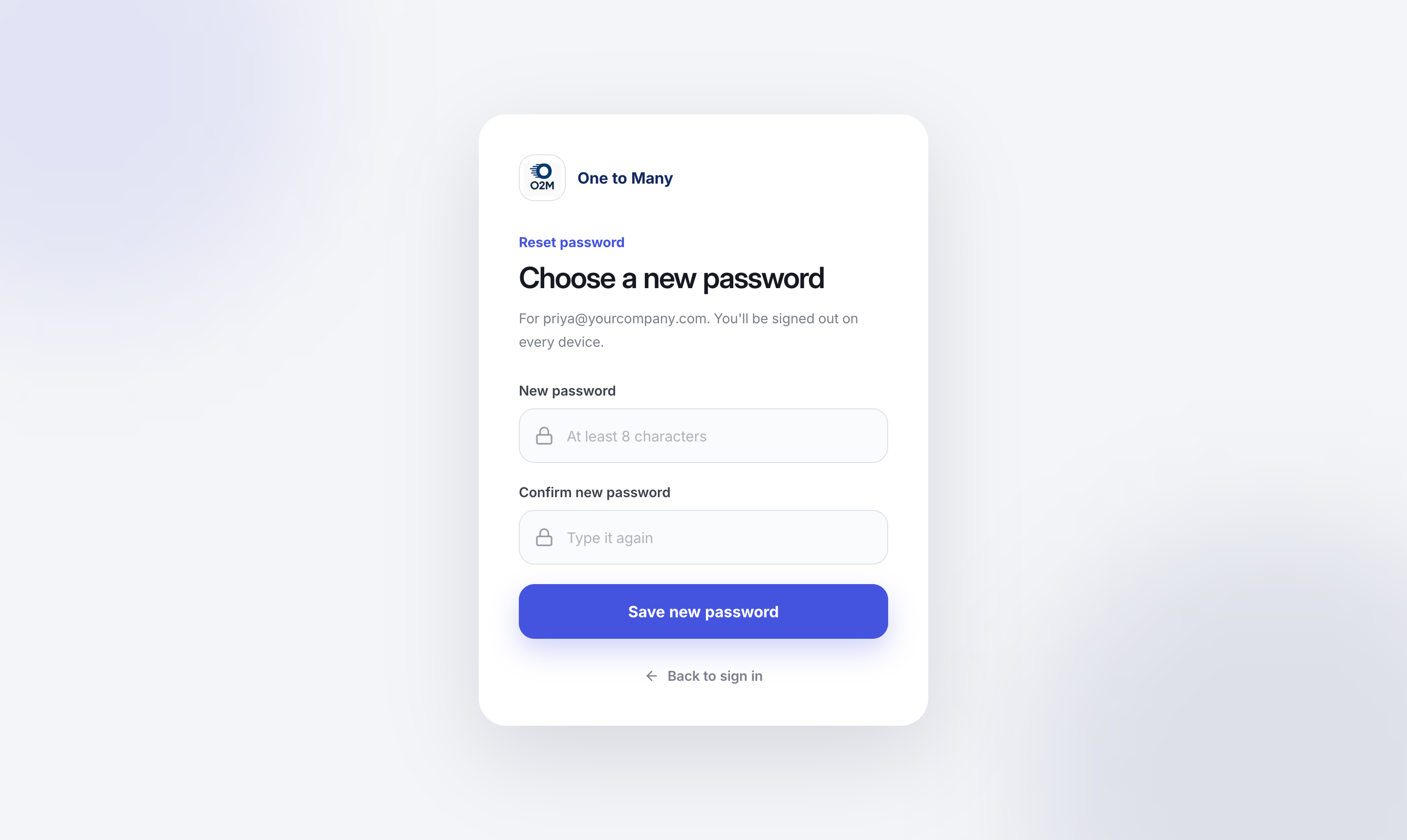 Choose a new password. Saving signs you out on every device.
