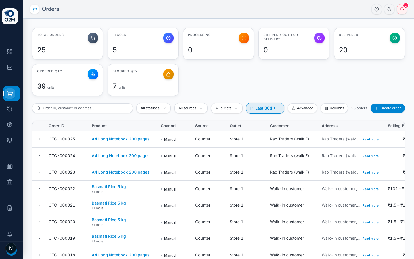 Orders with source and outlet