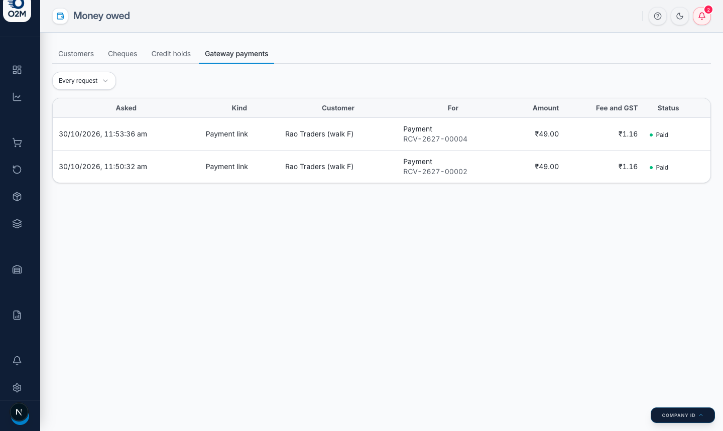 Gateway payments with fees
