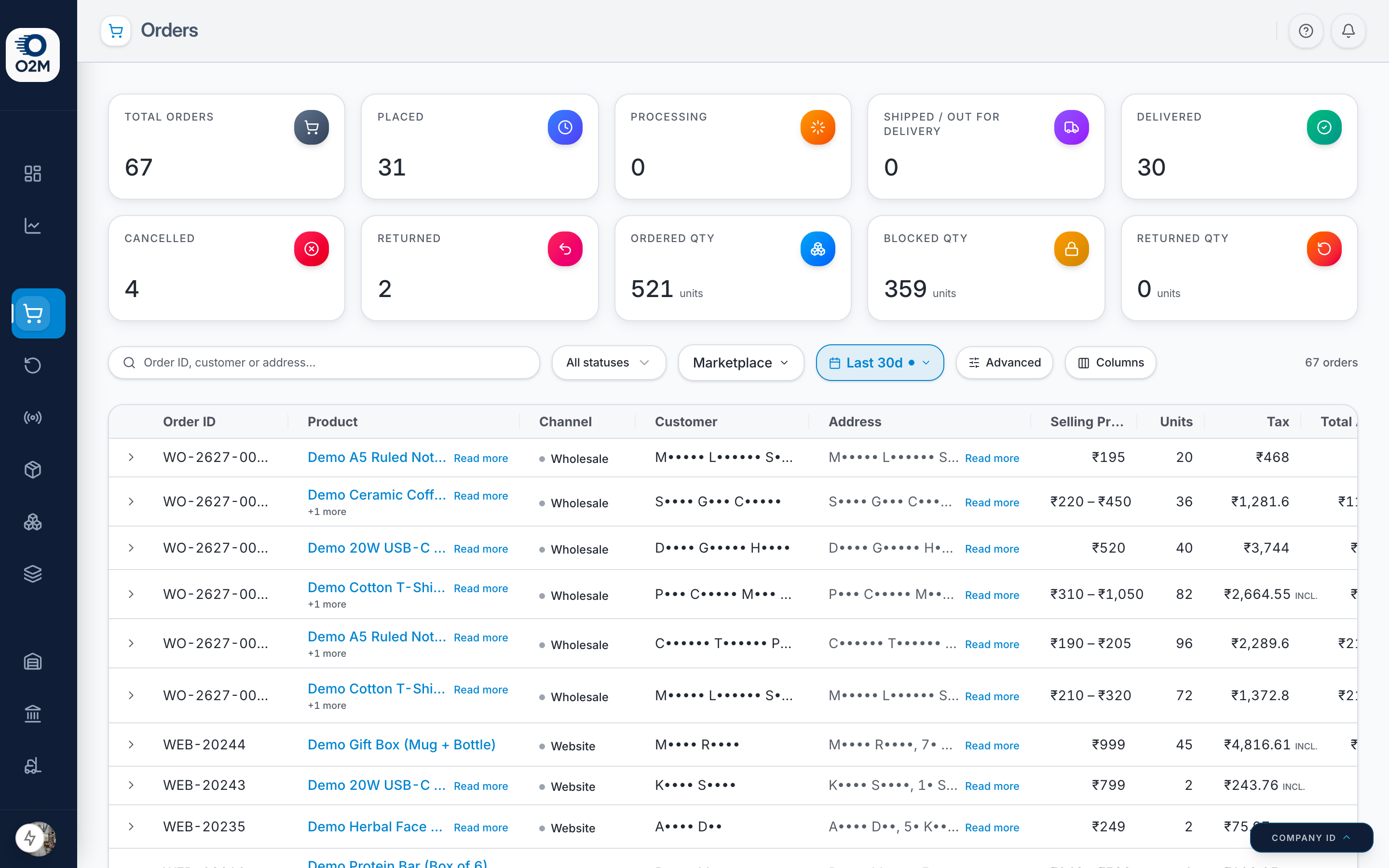 The Orders page