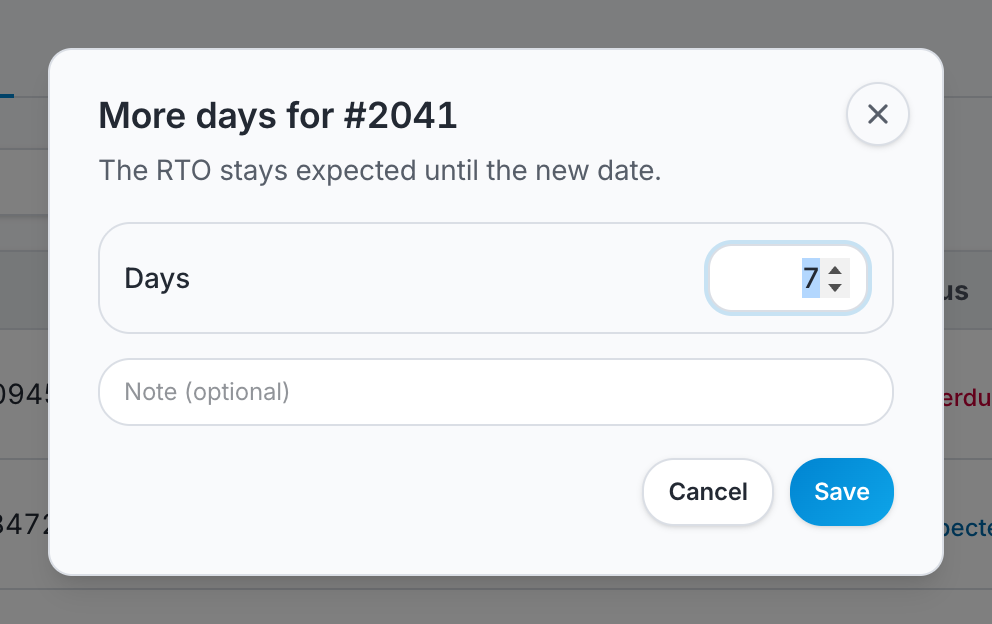 More days for an RTO