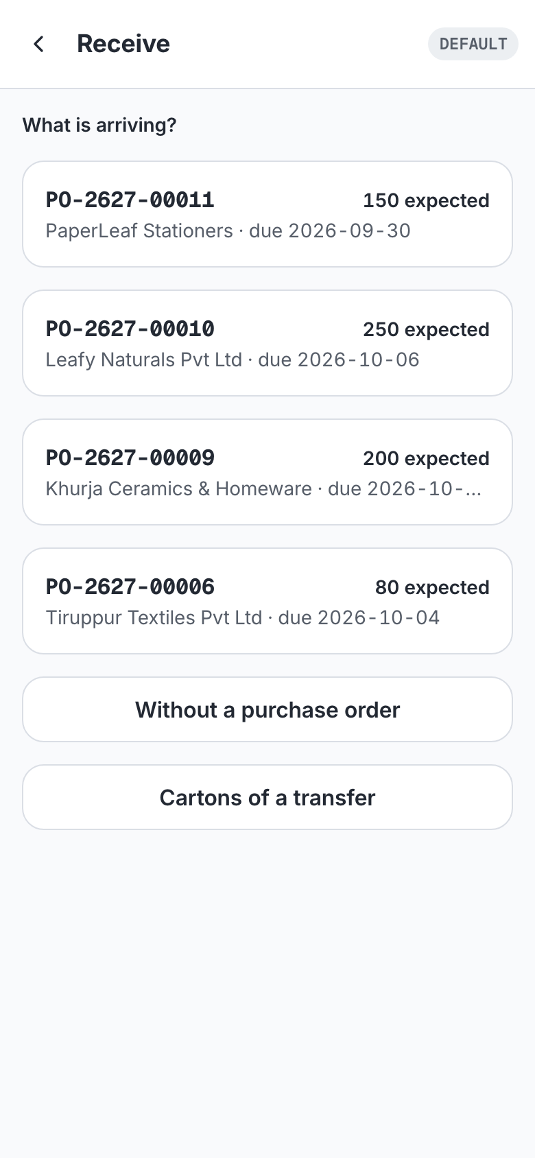 Scanner app: Receive.