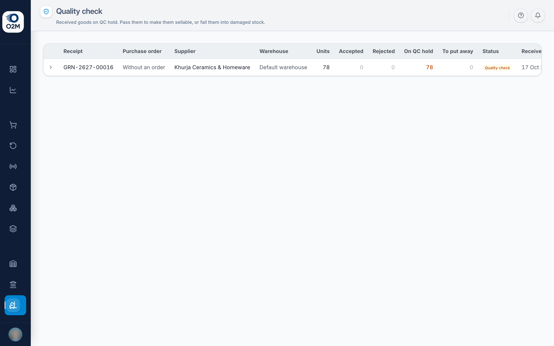 Inbound → Quality check.