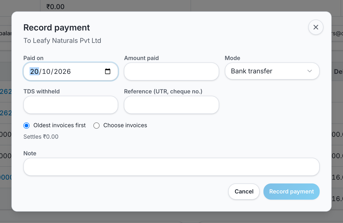 Recording a payment to a supplier